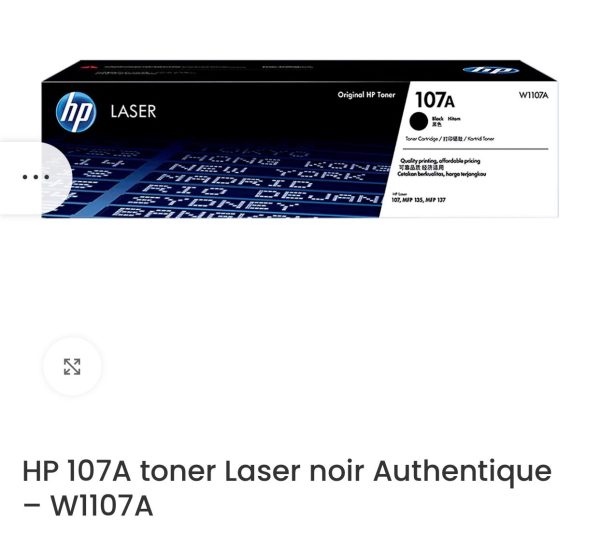 CARTOUCHE LASER HP 107A NOIR AUTHENTIQUE